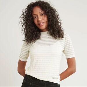 RW&Co. Striped White Women's Top